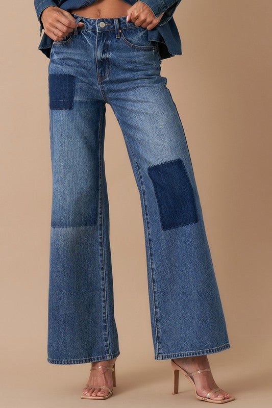 RELAXED WIDE LEG PATCHWORK JEANS100% COTTONModel is wearing size 3/25, Height 5'8Waist - 28 1/2Hip - 38Front Rise - 11Leg Opening - 26Inseam - 29SIZE 1-3-5-7-9-11-13PACK 1-2-2-2-2-2-1 Style: Casual Print / Pattern: Vintage Wash Silhouette: Wide Leg Fit: Relaxed Embellishment: Patchwork Pattern Neck Line: N/A Sleeve: N/A Length: Full Length Closure: Button Closure Lining: No Fabric Contents: 100% Cotton Non-stretch fabric Non-sheer fabric Care Instructions: Machine Wash Cold Size Measurement (inc Leg Patchwork, Patchwork Denim Jeans, Dark Vintage, Patchwork Denim, Jeans Fabric, Patchwork Jeans, Patched Jeans, Wide Jeans, Denim Patchwork