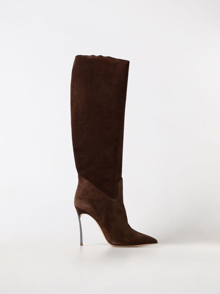 Find CASADEI Boots on Editorialist. Boots CASADEI Woman color Brown Elegant Brown Evening Boots, Brown Suede Evening Boots, Luxury Brown Suede Heeled Boots, Elegant Brown Boots With Suede Lining, Elegant Brown Heeled Boots For Evening, Luxury Suede Heeled Boots With Almond Toe, Luxury Suede Boots With Pointed Toe, Luxury Calf Leather Heeled Boots For Galas, Luxury Cocktail Boots With Reinforced Heel