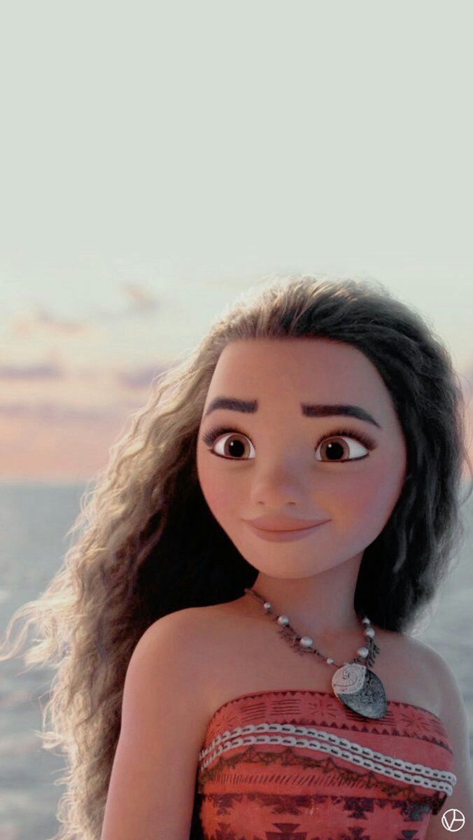 an animated girl with long hair and wearing a red dress standing in front of the ocean