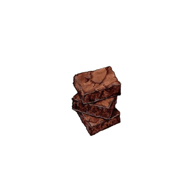 three pieces of brownie sitting on top of each other