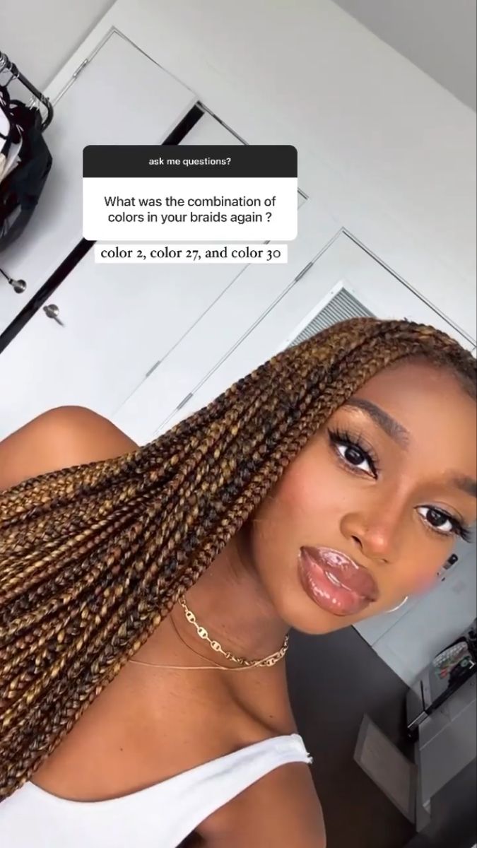 Color Braids For Black Women Blondes, Color 30 Braids For Black Women, Blond Protective Hairstyles, Knotless Box Braids Color Blonde, Braided Color Hairstyles For Black Women, Different Box Braid Colors, Knotless Braids Hair Colors, Ways To Style Micro Braids, Braids Hair Color For Black Women