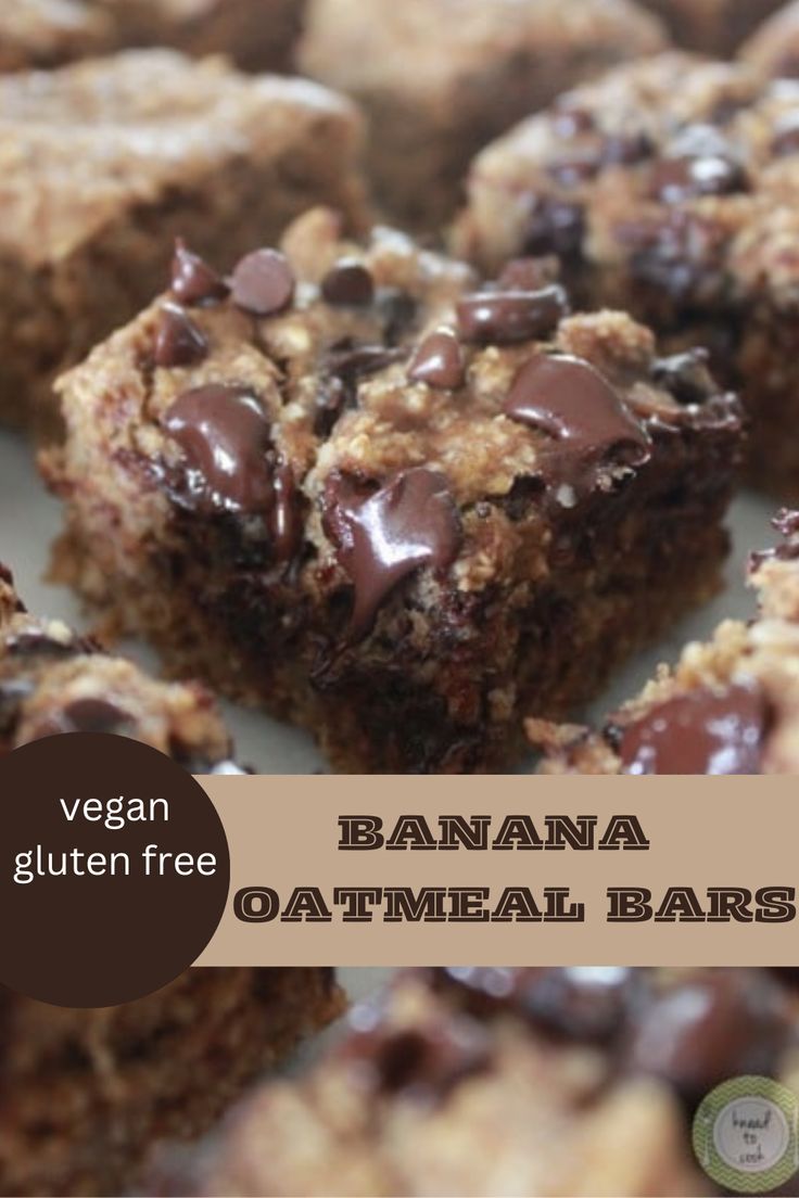 vegan gluten free banana oatmeal bars with chocolate chips