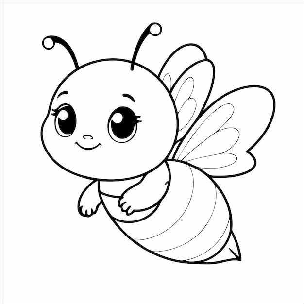 a cute little bee with big eyes coloring page