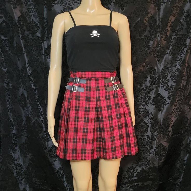 Hot Topic Red Plaid Skirt Size L Waist 31in Length 17in New Without Tags Feel Free To Message Me If You Have Any Questions :) Red Mini Skirt For Alternative Fashion, Rock Style Red Mini Skirt, Red Rock Mini Skirt, Red Rock Style Mini Skirt, Red Fitted Mini Skirt For Alternative Fashion, Red Fitted Mini Skirt Punk Style, Edgy Red Mini Skirt, Red Punk Style Skirt, Red Punk Skirt For Summer