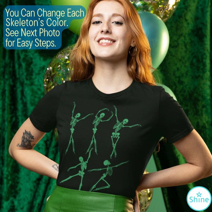 Dancing skeleton spooky chic green Happy Halloween T-Shirt | Zazzle Halloween Ballerina, Spooky Chic, Party Dancing, Dancing Skeleton, Halloween T Shirt, Disney Gifts, Top Pattern, Halloween Tshirts, Halloween Outfits