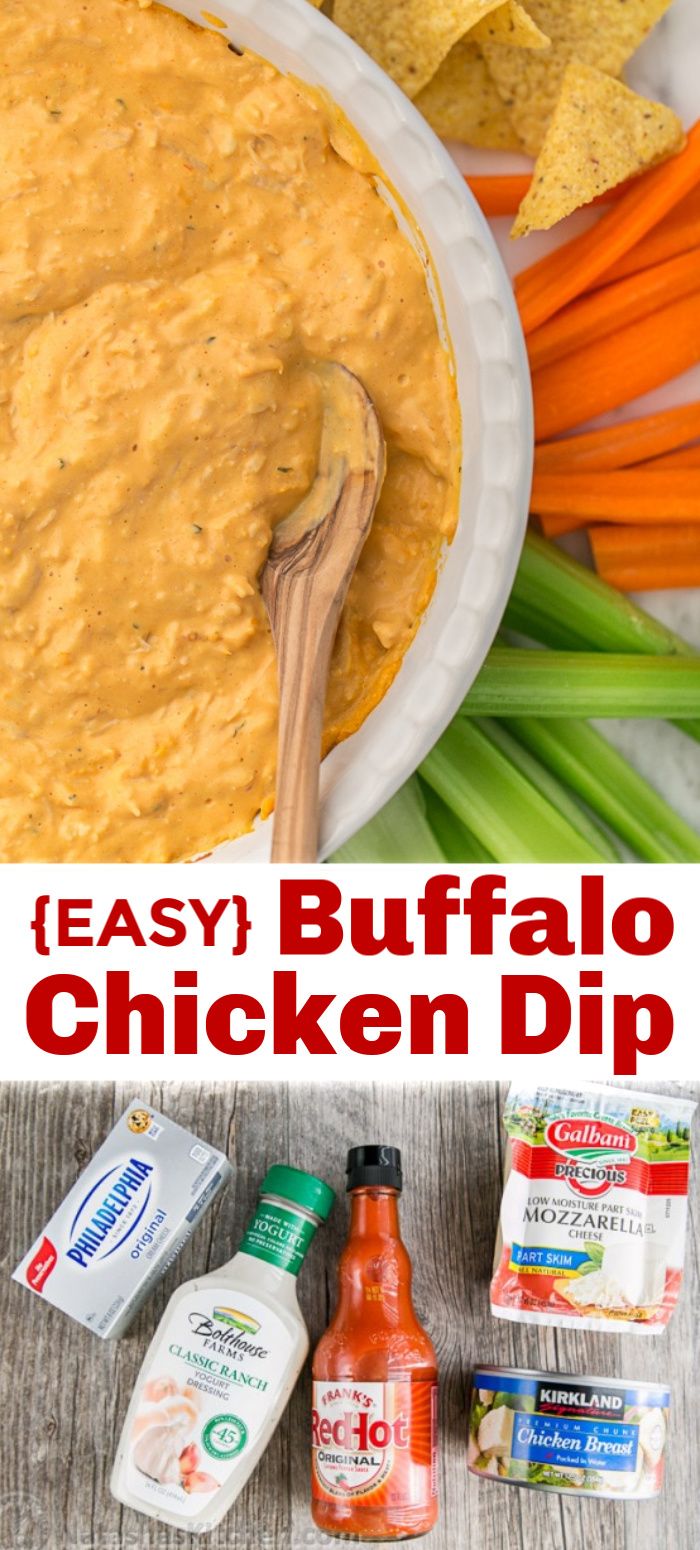 this easy buffalo chicken dip is the perfect appetizer for any party