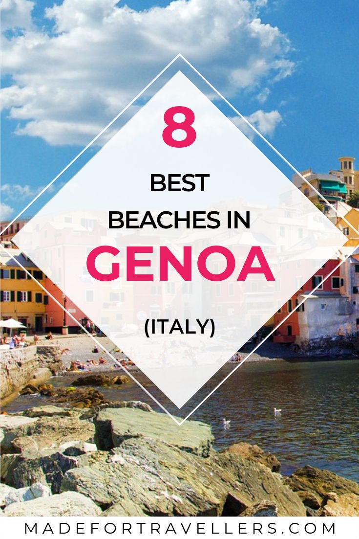 the beach with text overlay that reads 8 best beaches in genoa italy