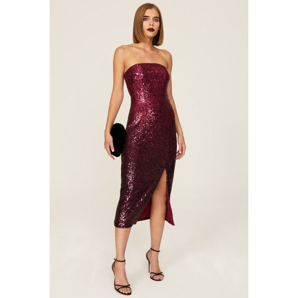 Pink ombre sequins (Sequins: 100% Polyester; Mesh: 95% Polyester, 5% Spandex). Sheath. Sleeveless. Strapless. Back zipper closure. 48" from shoulder to hemline. Imported. Dress The Population Sequin Dress, Trina Turk Dress, Stella Dress, Velvet Clutch, Cocktail Attire, Rent The Runway, Trina Turk, Pink Ombre, Purple Dress