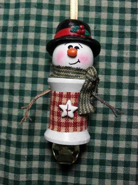 a christmas ornament with a snowman in a top hat and scarf on it