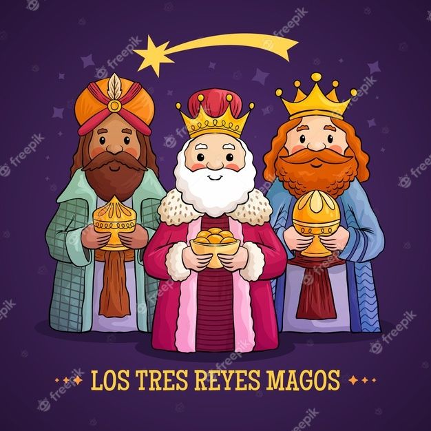 three wise men with crowns on their heads and the words los treses magos