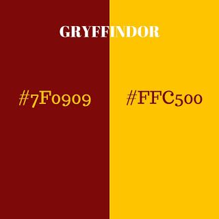 the color scheme for greyfindor is red, yellow and brown with white letters