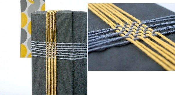 two pictures with different types of fabric on them and one has yellow stitching around the edges