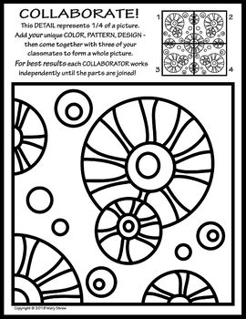 a coloring page with the words collaborate in black and white on it