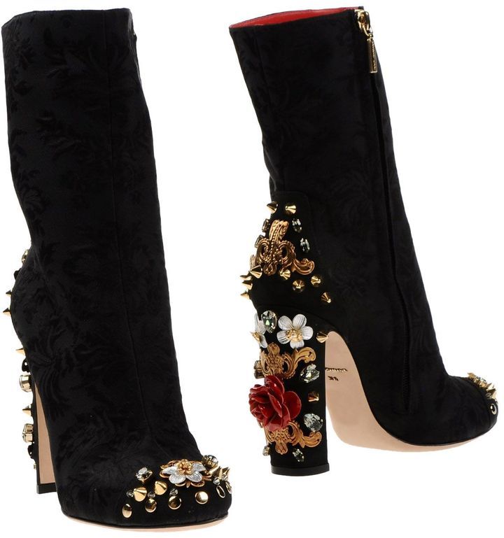 DOLCE & GABBANA Ankle boots Short Heel Boots, Short Black Boots, Ankle Boots Black, Fancy Shoes, Black Ankle Booties, Zipper Boots, Dolce E Gabbana, Diy Shoes, Boots Ankle