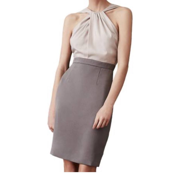 This Beautiful Day To Night Reiss Maisie Contrast Dress Is A Must Have! Compliments Your Curves And Feels Amazing Against Your Skin. You’ll Be Ready To Take Any Thing On! Elegant Gray Knee-length Dress, Elegant Knee-length Gray Dress, Elegant Taupe Dress For Party, Elegant Gray Dress For Night Out, Elegant Gray Evening Dresses, Elegant Taupe Party Dress, Elegant Taupe Sleeveless Dresses, Elegant Sleeveless Taupe Dress, Elegant Gray Formal Dress