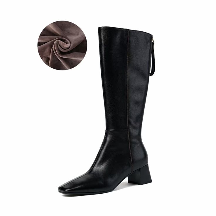 #Color_Black Winter Wide Calf Heeled Boots With Zipper, Winter Boots With Zipper Closure And Square Toe, Fall Business Chelsea Boots With Zipper Closure, Winter Mid-calf Boots With Zipper For Workwear, Business Chelsea Boots With Zipper For Fall, Mid-calf Heeled Boots For Formal Winter Events, Winter Workwear Mid-calf Boots With Zipper Closure, Winter Workwear Mid-calf Boots With Zipper, Winter Workwear Heeled Boots With Zipper Closure