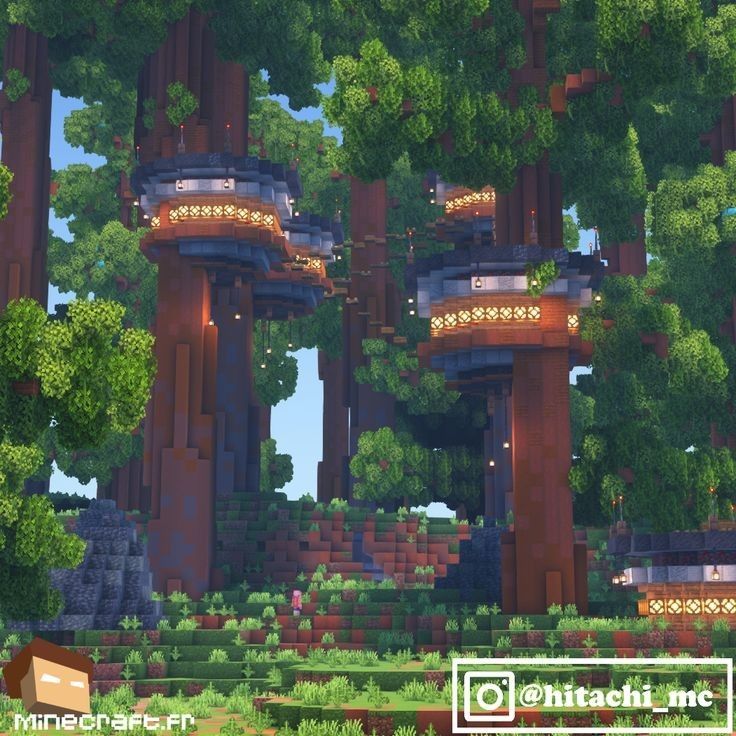 an image of some trees and bushes in minecraft