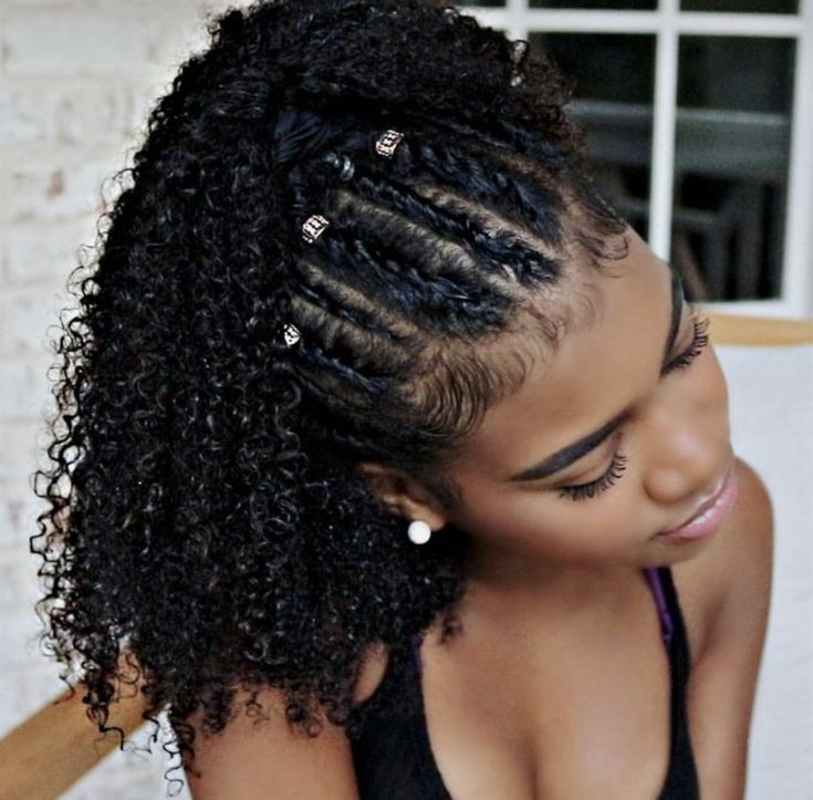 Natural Black Curly Hair, Black Naturally Curly Hair, Curly Drawstring Ponytail, Pony Tail Hair, Wrap Around Ponytail, Half Braid, Black Afro, Tail Hair, Curly Ponytail