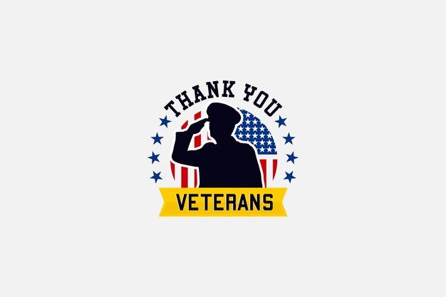 the thank you veterans logo with an image of a soldier saluting