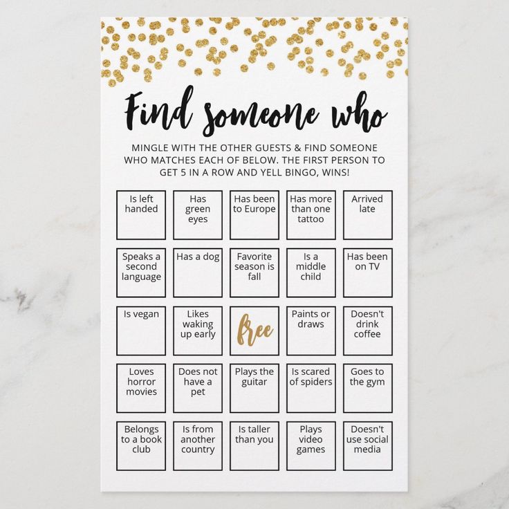 a printable game for fun with gold confetti on the top and white background