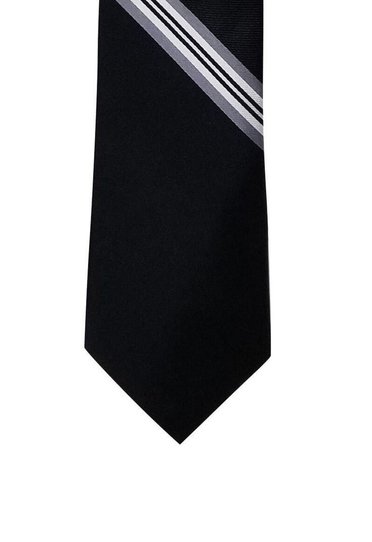 Solid Black with Silver Stripe Traditional Tie We call this GoTie the Double-Taker. Our Solid Black with Silver Stripe Tie is going to have people taking double takes every time you wear it. Made from 100% microfiber fabrics, it’s soft to the touch and pleasing to the eye. This mysterious GoTie has a strongly handsome solid black background, with a single stripe of silver and white mixed at the bottom of the tie. The Solid Black with Silver Stripe Tie is designed to be worn at work, formal event Necktie Pattern, Solid Black Background, Flower Lapel Pin, Work Formal, Gold Tie, Polka Dot Tie, Brown Tie, Orange Tie, Paisley Tie