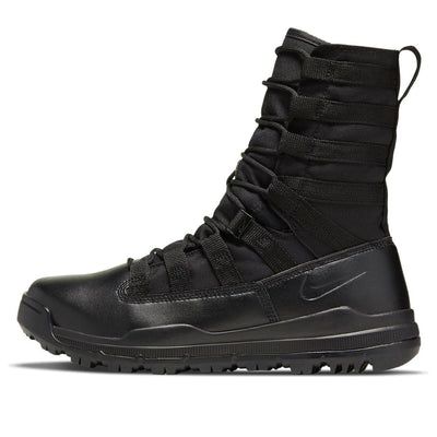 Nike SFB Gen 2 8 Tactical Boot 'Black' 922474-001 Black Abrasion-resistant Waterproof Boots For Sports, Black High-top Techwear Boots, Black Lace-up Techwear Boots, Techwear Sports Boots With Impact Resistance, Techwear Sports Boots With Shock Resistance, Functional High-top Combat Boots For Sports, Combat Boots Abrasion-resistant For Sports, Shock Resistant Techwear Boots For Sports, Black Leather Techwear Combat Boots