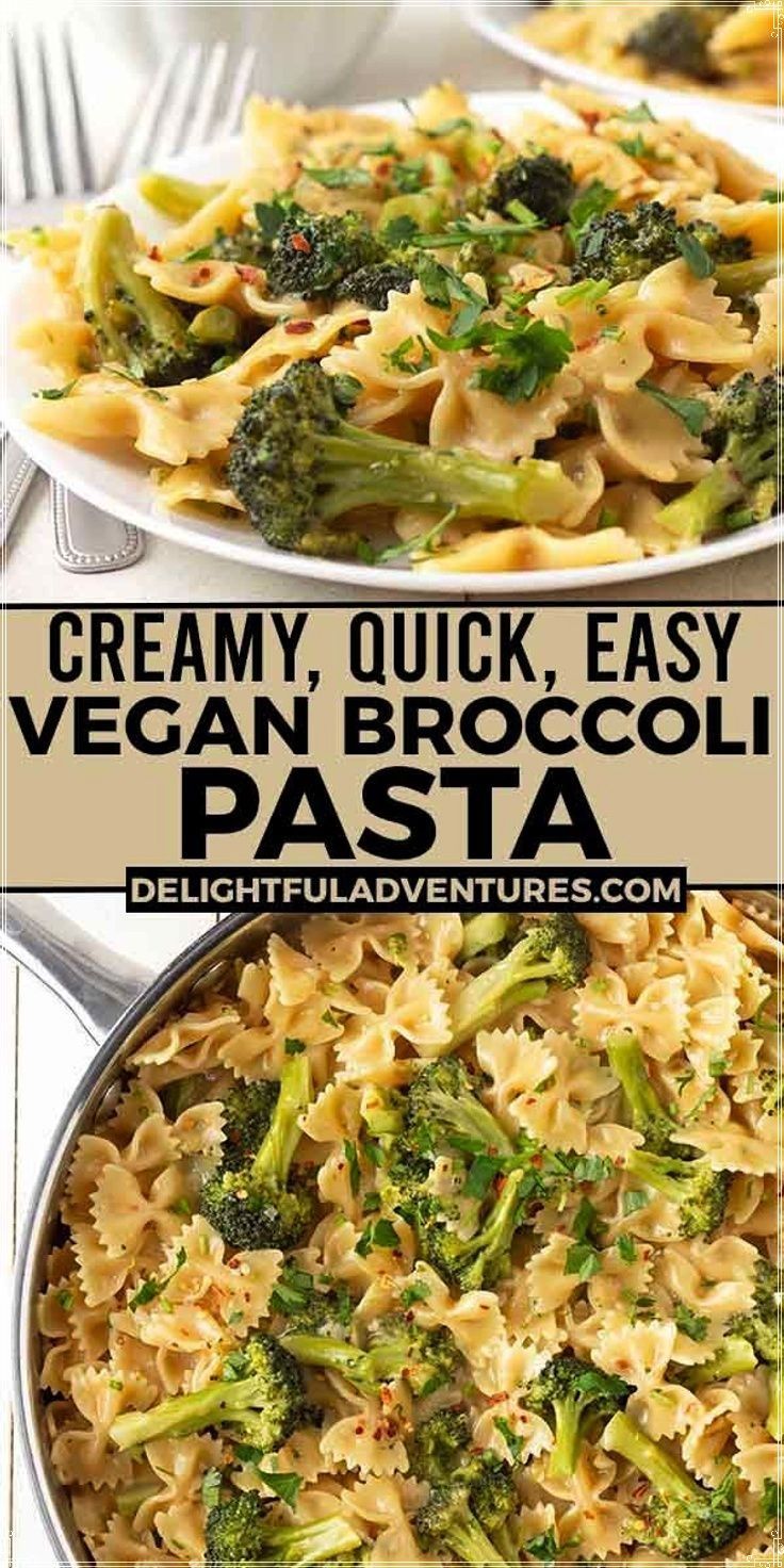 creamy, quick and easy vegan broccoli pasta is the perfect side dish for any meal