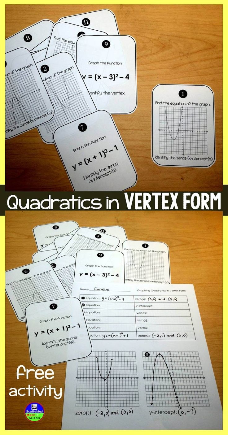 two pictures with the words quadtractics in vertex form on them