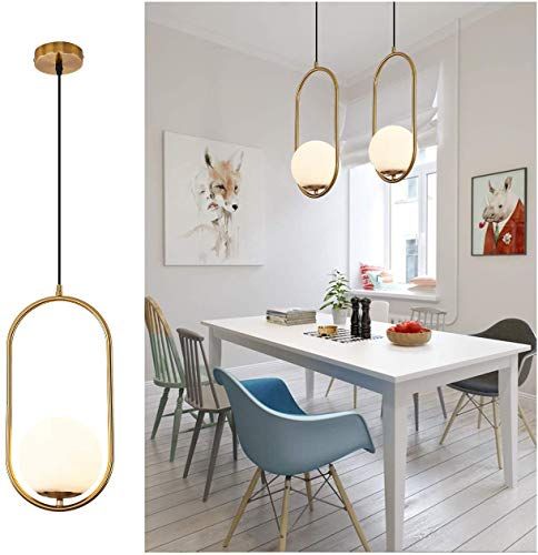 an image of a dining room setting with chairs and table in the foreground, next to a photo of a hanging light fixture