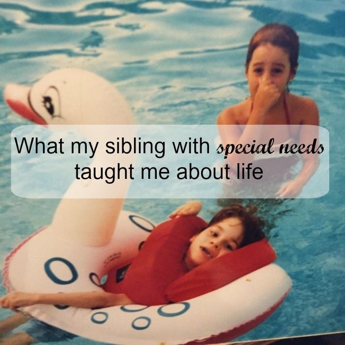 two girls in an inflatable duck float with the caption, what my sibling with special needs taught me about life