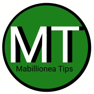 the mabillonea tips logo is green and black with white letters on it