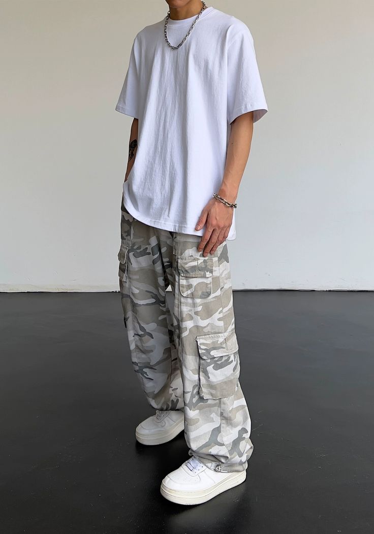 Straight Camouflage Cargo Pants WN5694 – WONDER NOAH Urban Gray Cargo Pants, Gray Cotton Cargo Pants For Outdoor, Gray Baggy Cargo Pants For Outdoor, Outdoor Gray Cotton Cargo Pants, White Baggy Urban Cargo Pants, Gray Cotton Parachute Pants For Outdoor, Gray Full-length Pants For Streetwear, Gray Cotton Pants For Outdoor, Gray Full Length Pants For Streetwear