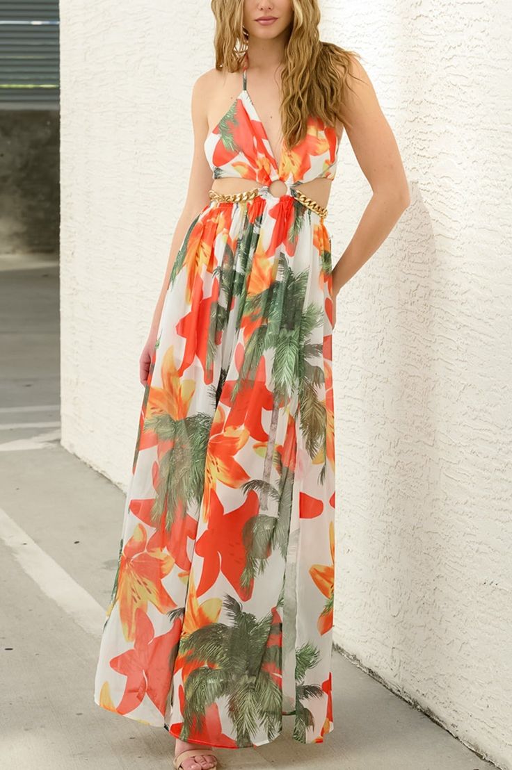 Description Introducing the "Tie-Up Maxi Dress" This name captures the essence of the dress, combining the tropical print with the glamorous gold chain straps and the unique tie-up top feature. Cut-outs add a touch of allure, making it perfect for summer evenings or beachside parties. See More:Dresses Note:Size: please check measurements carefullyPlease allow a 0.5-1" difference due to manual measurementDifferent monitor settings mean colors may differ slightly1" = 2.54cm Size Chart : SIZE US UK Unique Ties, Vacation Style, Party Dresses For Women, Ladies Party, British Indian, Tropical Print, Cut Outs, Gold Chain, The Dress