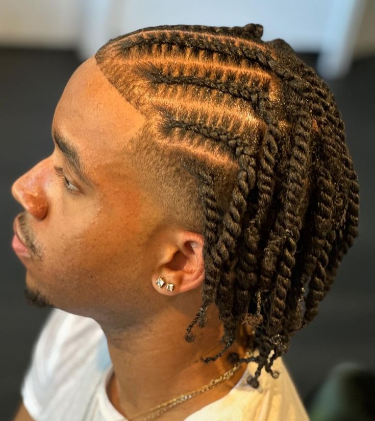 Designed By Daz | March books now open book your appointments !! #clthairstylist #menstitchbraids | Instagram Cornrows To Twists Men, Cornrows With Twists In The Back, Cornrows Into Twists, Flat Hairstyles, Cornrows For Boys, Afro Hair Fade, Mens Twists, Cornrow Styles For Men, Twist Hair Men