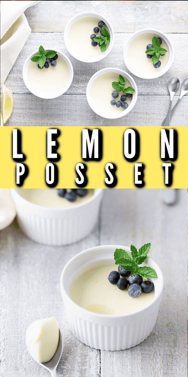 lemon posse with blueberries and mint in small bowls