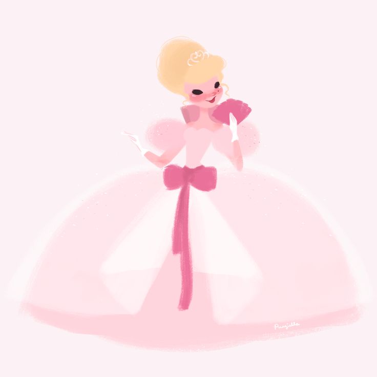 a drawing of a woman in a pink dress