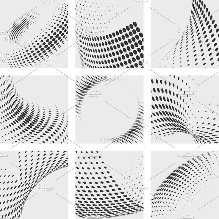 six abstract shapes in black and white