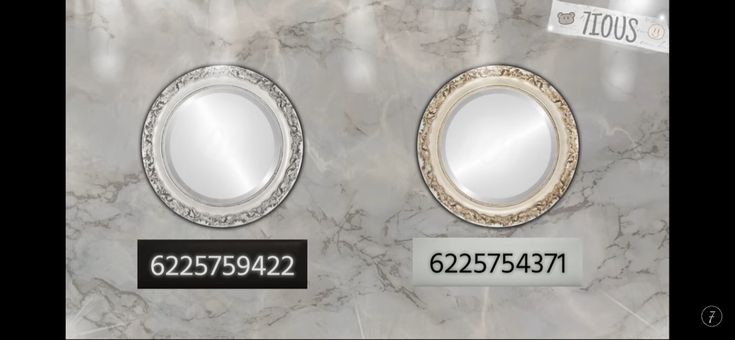 two mirrors are on the wall next to each other and one has a price tag in front of it