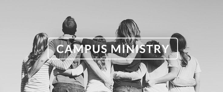 a group of young women standing next to each other with the words campus ministry above them