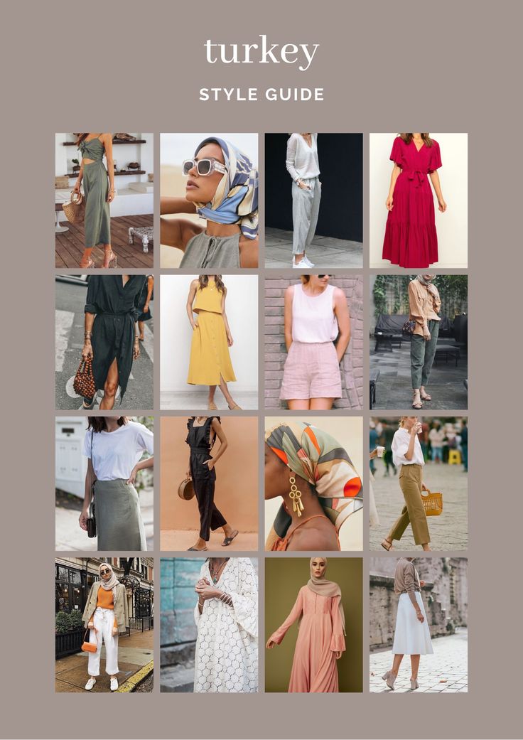 a collage of different types of women's clothing and accessories, all in various colors