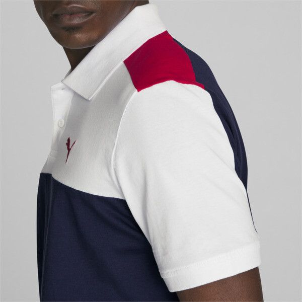 Pump Up The Cool With This Polo, Crafted From 100% Cotton For A Fit That's As Comfortable As It Is Stylish. Details Puma Branding Detailscrafted From 100% Cottonregular Fit | Fitted Navy Color Block Tops, Fitted Blue Color Block Shirt, Navy Color Block Collared Top, Navy Collared Color Block Top, Navy Casual Sports Shirt, Casual Navy Sports Shirt, Fitted Color Block Polo Shirt, Casual Navy Shirt For Sports, Casual Navy Color Block Tops