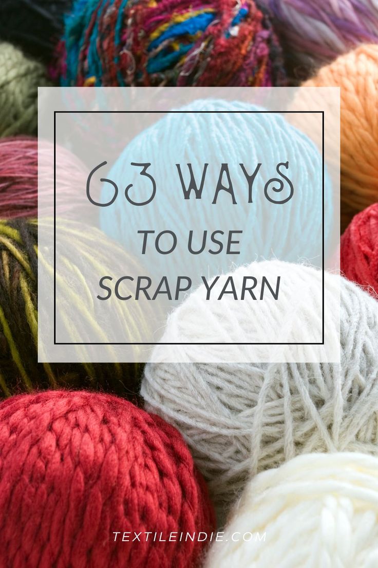 balls of yarn with text overlay that says, 65 ways to use scrap yarn