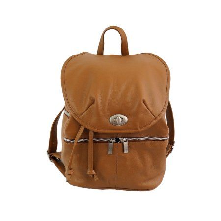 Twist Lock flap opening to drawstring main compartment, bottom zippered compartment and top handle for easy carrying. Adjustable backpack straps. Size: 1 size.  Color: Brown.  Gender: female.  Age Group: adult. Casual Leather Backpack For On-the-go, Casual Leather Backpack With Flap And Adjustable Strap, Casual Soft Leather Backpack Satchel, Casual Leather Softback Backpack For On-the-go, Travel Backpack With Removable Pouch And Flap, Casual Soft Leather Backpack For Travel, Casual Soft Leather Travel Backpack, Casual Travel Backpack In Soft Leather, Casual Travel Leather Backpack With Flap