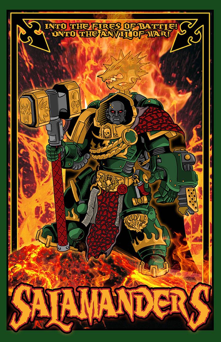 a poster with an image of a man in armor holding a hammer and wearing flames