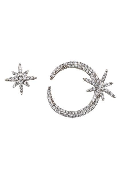 Nebeski Earrings – Shop Premium Outlets Moon Earrings For Teen, Premium Outlets, Moon Studs, Moon And Stars, Crystal Stud Earrings, Chic Jewelry, Brass Earrings, Pretty Jewellery, Make A Wish