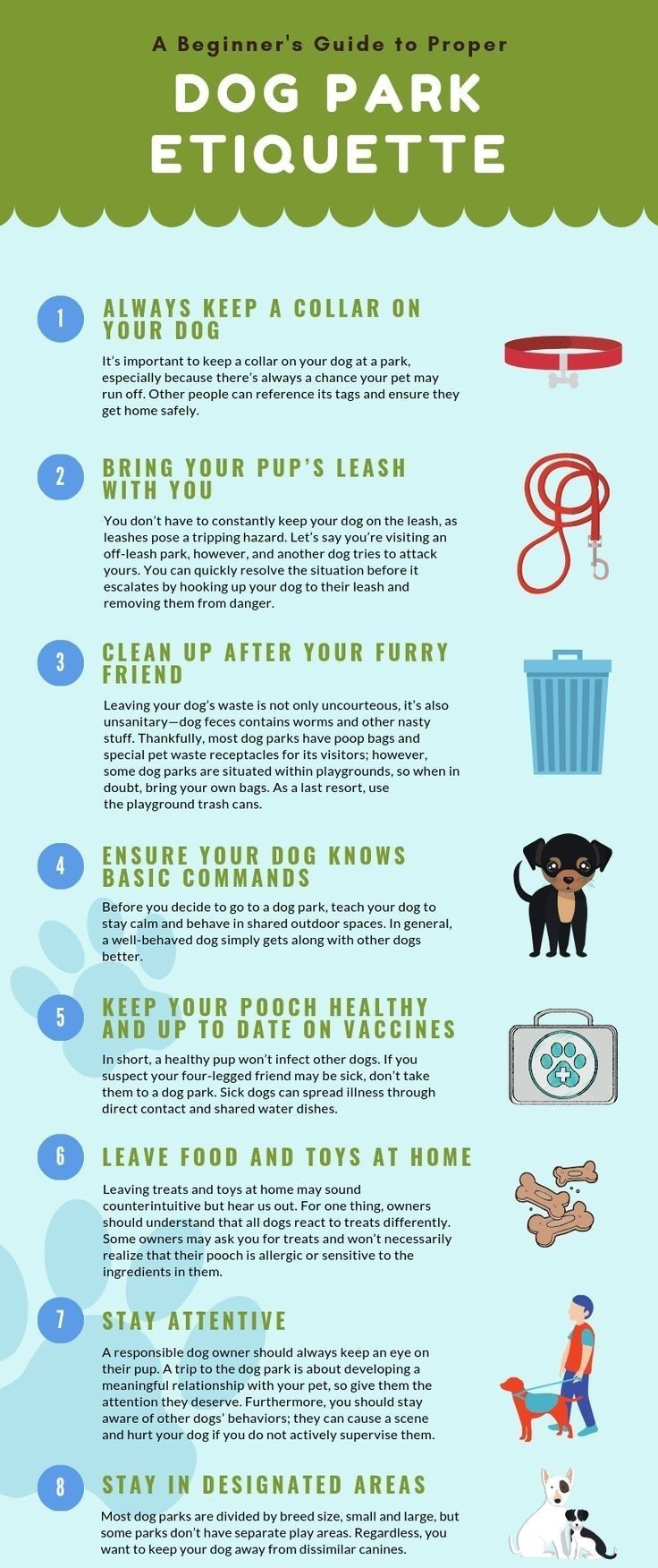 an info sheet describing how to use the dog park etiquette for your pet