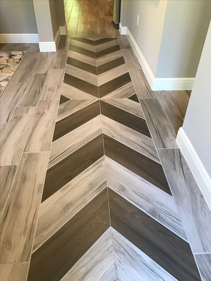 a herringbone pattern on the floor in a house