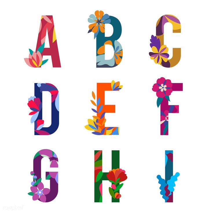 the letters are colorful and have flowers on them