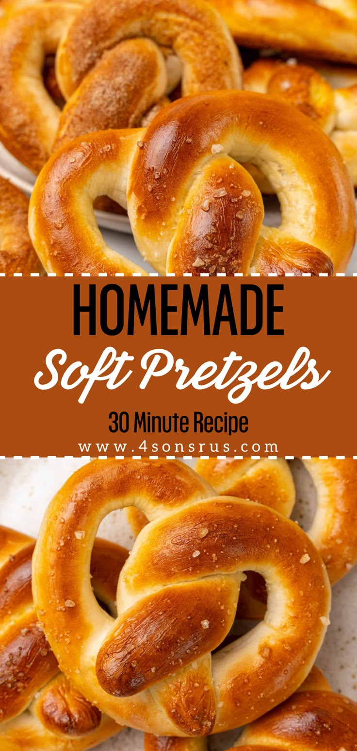 homemade soft pretzels with text overlay