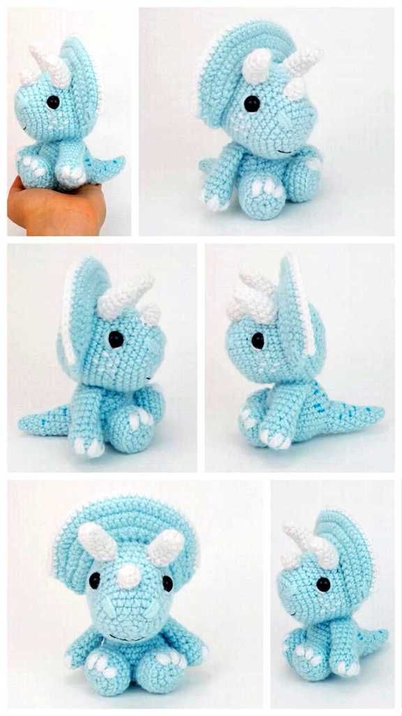 several pictures of an elephant made out of crochet